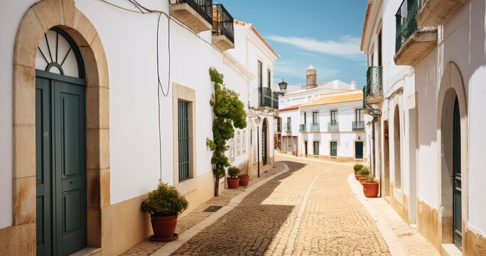 A Journey Down the Streets of the Old Town, Flanked by Elegant White Houses