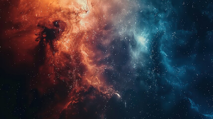 space photography wallpaper in the tones of red planet and dark blue 