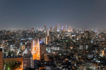 Fototapeta na wymiar 東京都文京区後楽園から見た東京の夜の都市の景色