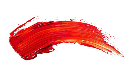 one red color brush stroke isolated on white background
