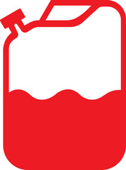 Fuel can icon in Red Fill style. Red handle jerry can icon. Petrol and Gasoline jerry can signs. Car petrol symbol. Gallon. Auto industry vector illustration isolated on transparent background.
