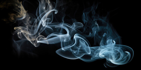pattern of textured smoke on a black background, cigarette smoke as a bad habit , generative AI