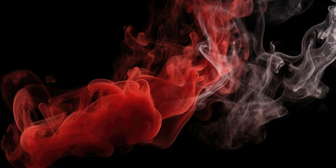 red and white smoke on a black background , generative AI