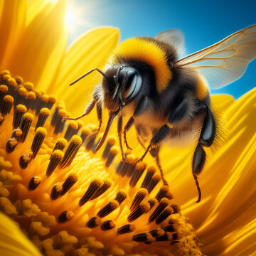 Bumblebee sunflower pollination 