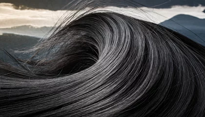 Fotobehang Black Hair Blowing Closeup © netsay