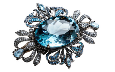 Brooch in Aquamarine isolated on transparent Background