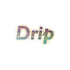 An abstract transparent cut out text type graphic of the word Drip design element.