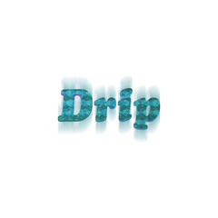 An abstract transparent cut out text type graphic of the word Drip design element.