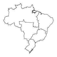 Brazil map with regions. Vector Illustration.