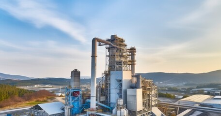 Fototapeta premium An Aerial Snapshot of a Cement Plant's Extensive Production Area