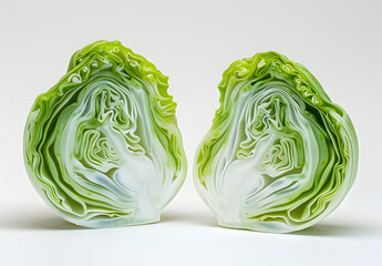 Obraz premium Halved cabbage isolated on white background