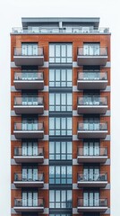Fototapeta na wymiar isolated multi flat building with color facade and lots of windows