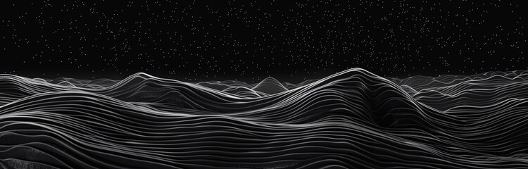waves of energy in digital net black and white flowing 