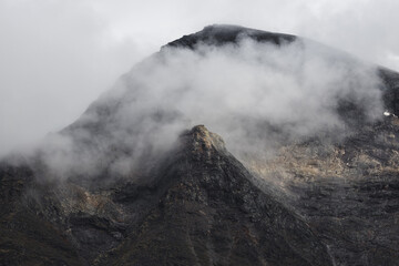 Mountain Áhkká clad in fog