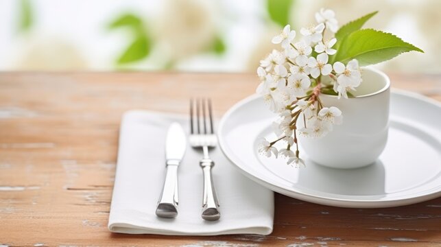 An Enchanting Table Setting Enhanced by the Purity of White Flowers