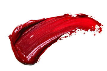 Red lipstick glossy swatch isolated on white