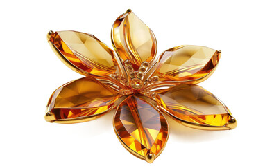 Shining Gold Beryl Brooch isolated on transparent Background