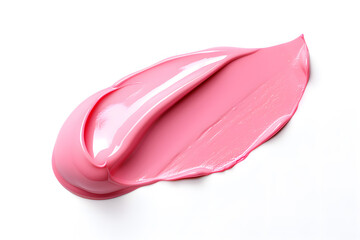 Fototapeta premium Pink lipstick glossy swatch isolated on white