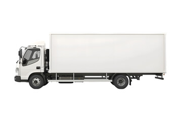 Side view mockup of a cargo small truck, logistic concept, isolated on transparent or white backgrpind 