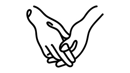 hands holding together continuous line drawing