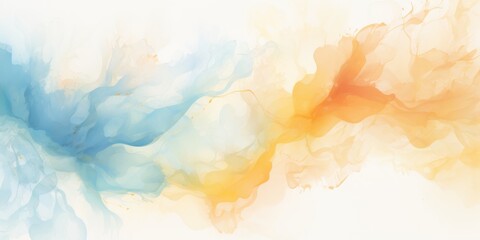 Obraz na płótnie Canvas Energetic abstract watercolor splash background in a harmonious blend of blue, orange, yellow, and white for a visually stunning composition