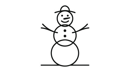 Snowman One line icon on white background.