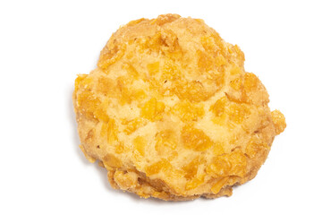 Cornflakes cookies top view isolated on white background clipping path