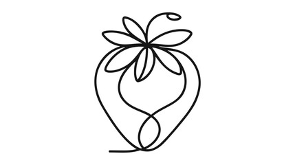 strawberry continuous line, Linear style on white background