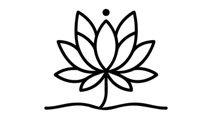 lotus one continuous line drawing. water lily flower. Single line graphic draw design vector illustration on white background