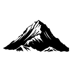 Mountain silhouette vector icon. Rocky peaks. Mountains ranges. Black and white mountain icon vector for logo