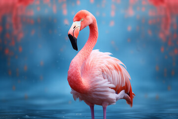 illustration of portrait pink flamingo. Created with Generative AI	