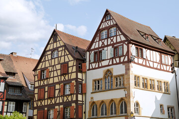 Fototapeta na wymiar Traditional half-timbered houses located in Colmar, France.