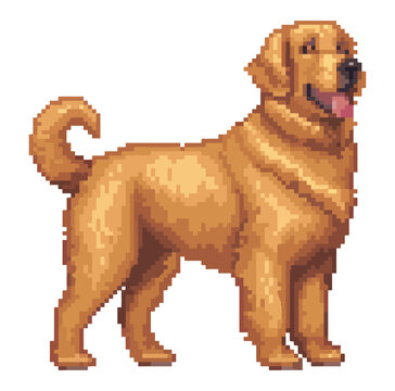 golden retriever dog pixel art