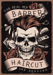 Mens barber colorful vintage poster
