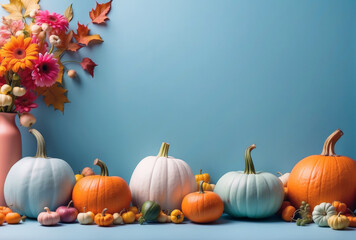Colorful halloween pumpkins autumn decoration, holiday seasonal concept.
