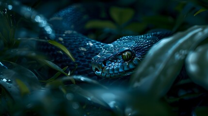 Obraz premium Photorealistic Snake in the Darkness