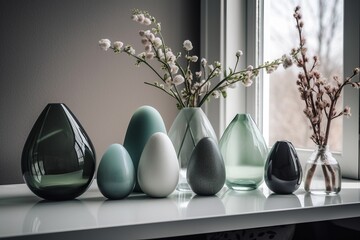 Interior Easter style vases. Generative AI