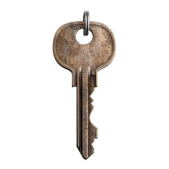Close-Up View of a Rusty Key , Transparent Background, Cut Out