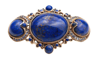 Lapis Lazuli Brooch isolated on transparent Background