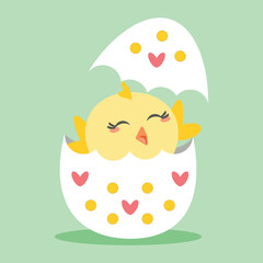 Cute Easter Chick in the egg shell