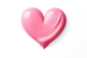 Heart made of pink lipstick isolated on white