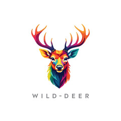 Colorful wild deer vector logo design. easy to edit