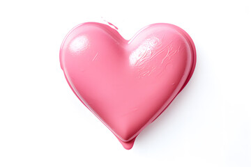 Heart made of pink lipstick isolated on white