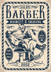 Barber salon vintage sticker monochrome
