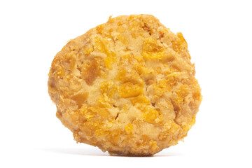 Cornflakes cookies front view isolated on white background clipping path