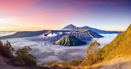 Fototapeta na wymiar A Breathtaking View of Sunrise at Java's Bromo National Park