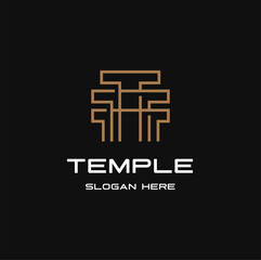 Initial Letter T for Temple Historical Building, House of Lords Ancient Greek Logo Design