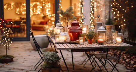 A Country House Backyard Transformed for a New Year's Dinner Celebration