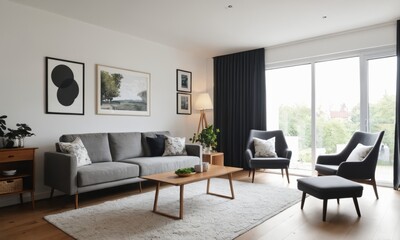 Naklejka na ściany i meble living room interior with couch 
