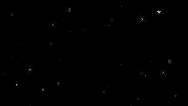 Beautiful twinkling stars animation, flat, vector, stars blinking. Glitter stars of different sizes and shapes on black background, night sky.